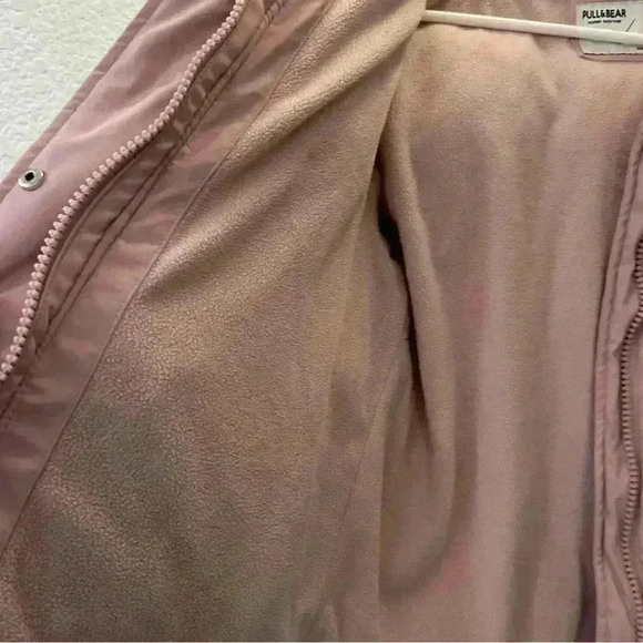 Pull & Bear Pink Puffer Jacket with Hood, Size Small, Cozy and Warm - Picture 7 of 9